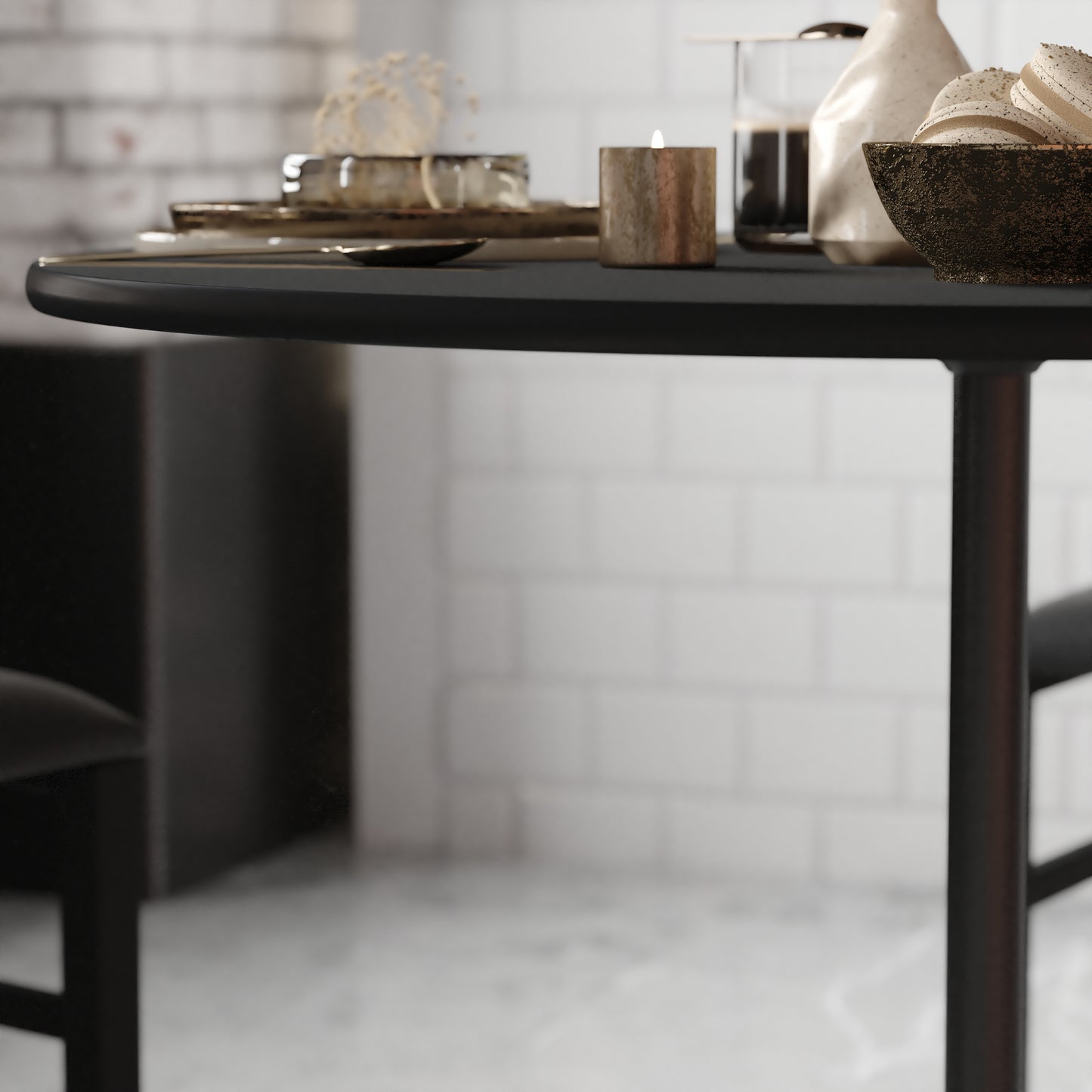 Lars 36'' Round Wood Cocktail Table with 30'' and 42'' Columns, Black Black