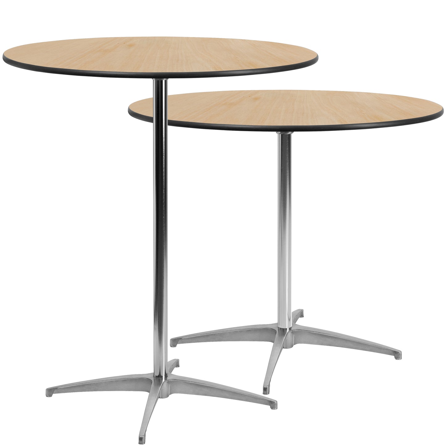 Lars 36'' Round Wood Cocktail Table with 30'' and 42'' Columns Natural