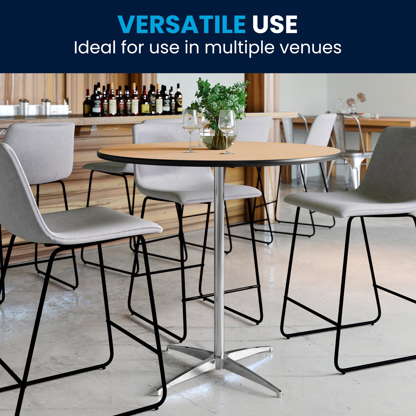 Lars 36'' Round Wood Cocktail Table with 30'' and 42'' Columns Natural
