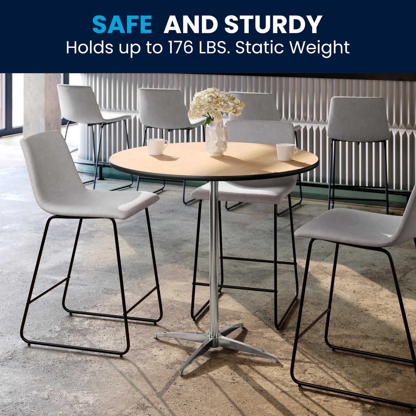 Lars 36'' Round Wood Cocktail Table with 30'' and 42'' Columns Natural