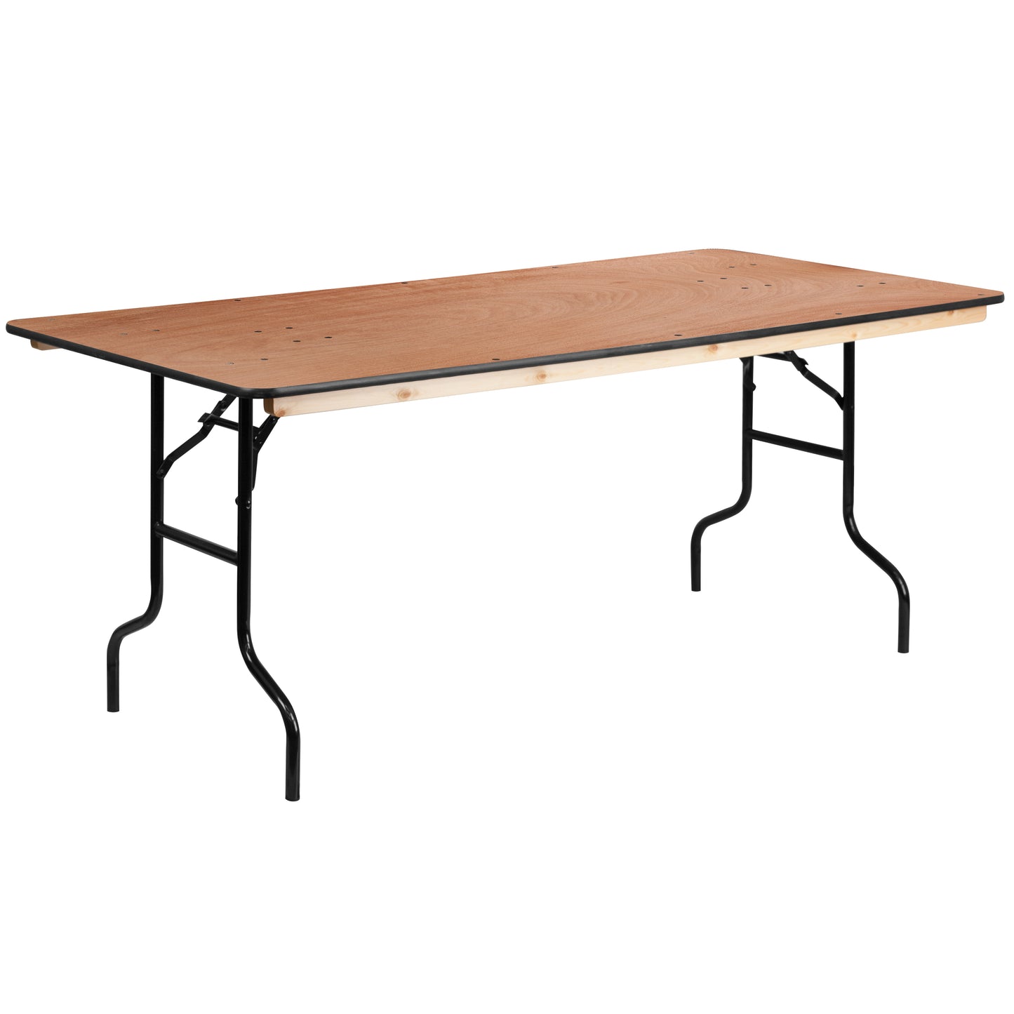 Fielder 6-Foot Rectangular Wood Folding Banquet Table with Clear Coated Finished Top Natural XA-3672-P-GG