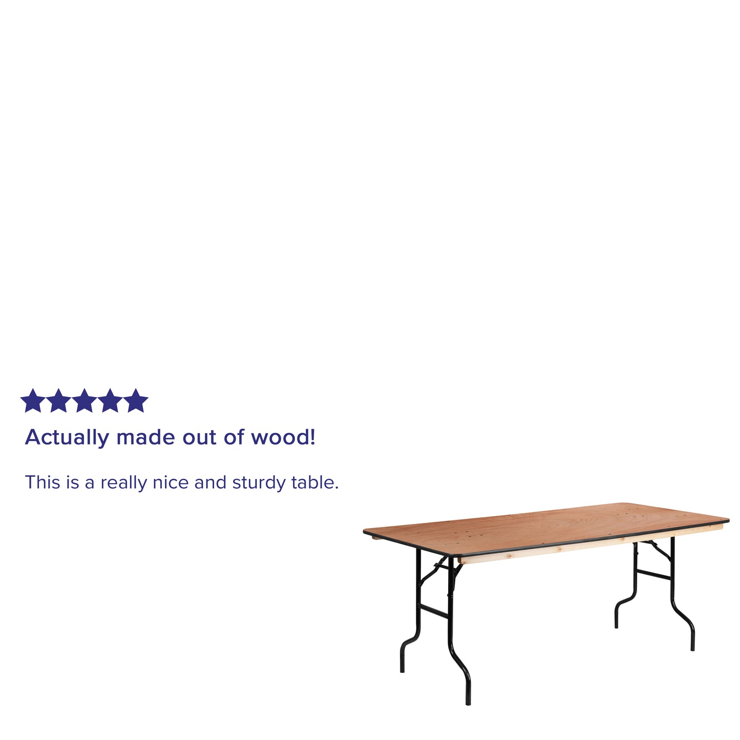 Fielder 6-Foot Rectangular Wood Folding Banquet Table with Clear Coated Finished Top Natural XA-3672-P-GG