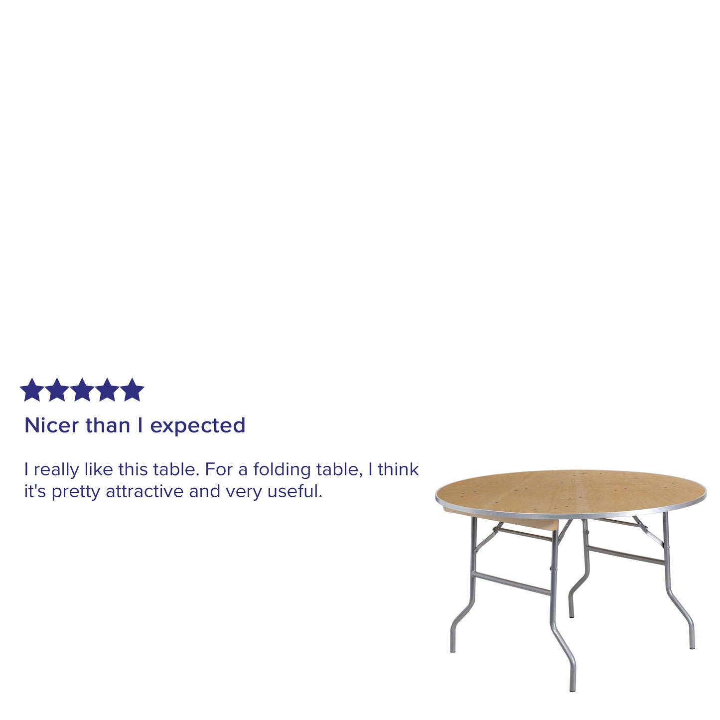 Fielder 4-Foot Round HEAVY DUTY Birchwood Folding Banquet Table with METAL Edges Natural