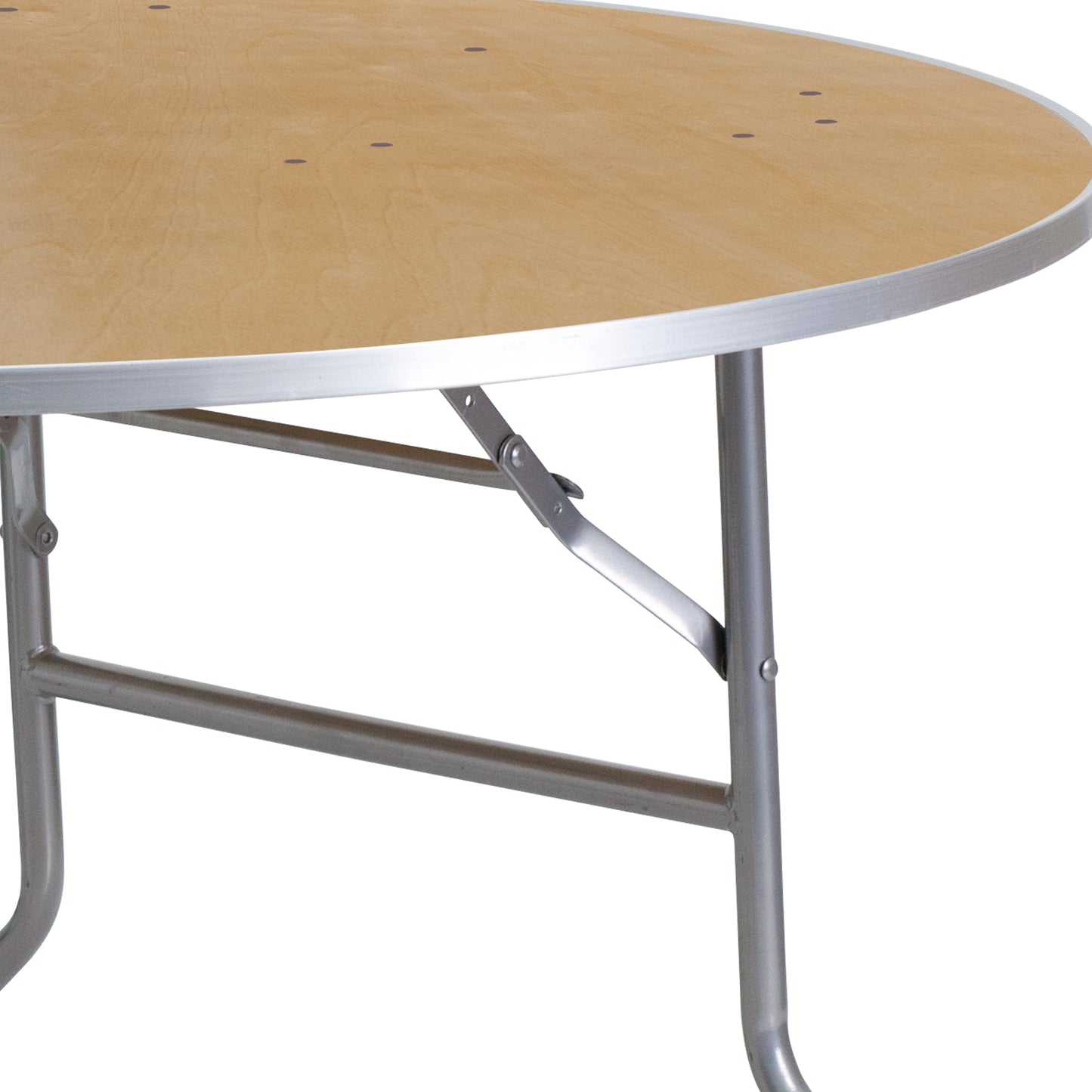 Fielder 4-Foot Round HEAVY DUTY Birchwood Folding Banquet Table with METAL Edges Natural