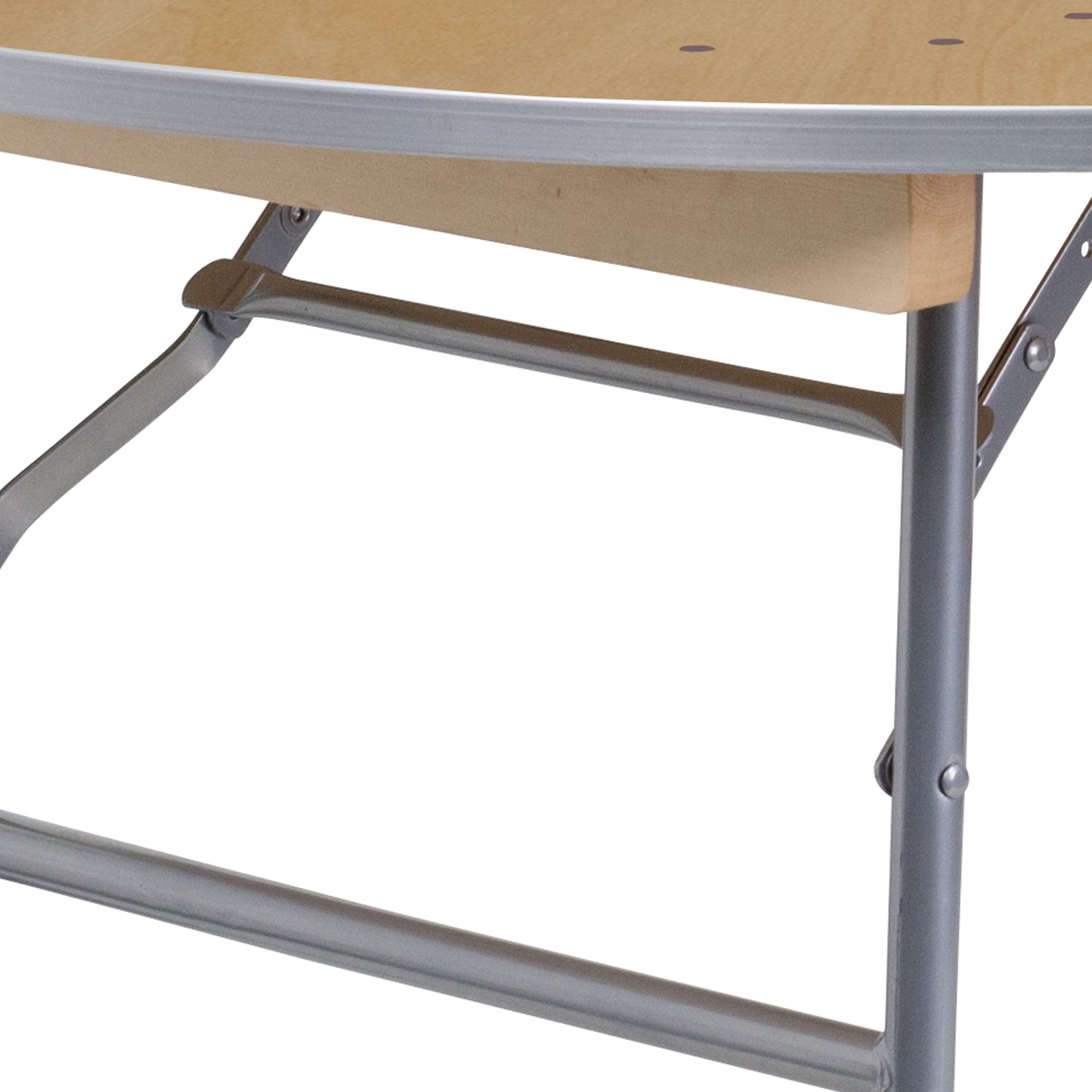 Fielder 4-Foot Round HEAVY DUTY Birchwood Folding Banquet Table with METAL Edges Natural
