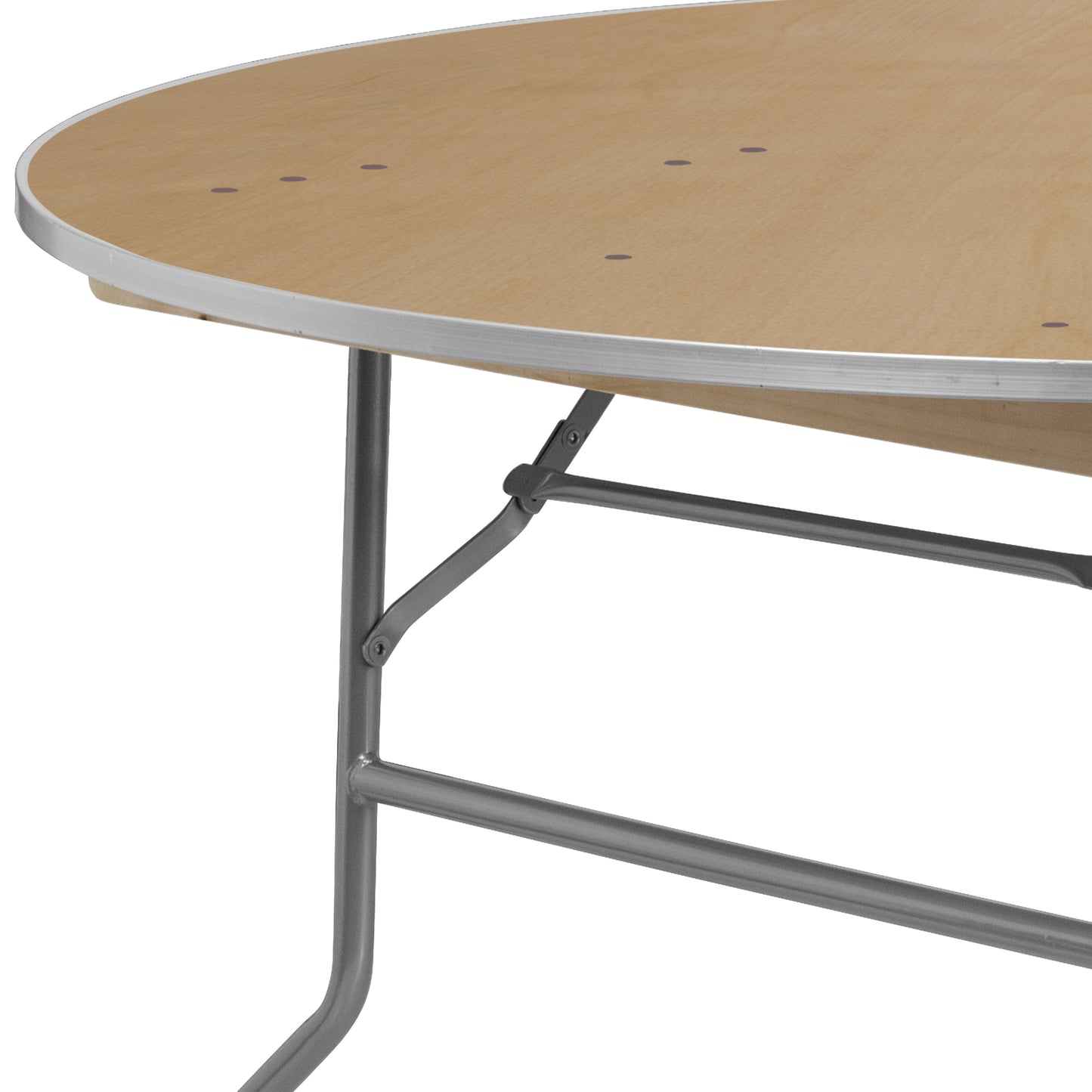 Fielder 5-Foot Round HEAVY DUTY Birchwood Folding Banquet Table with METAL Edges Natural
