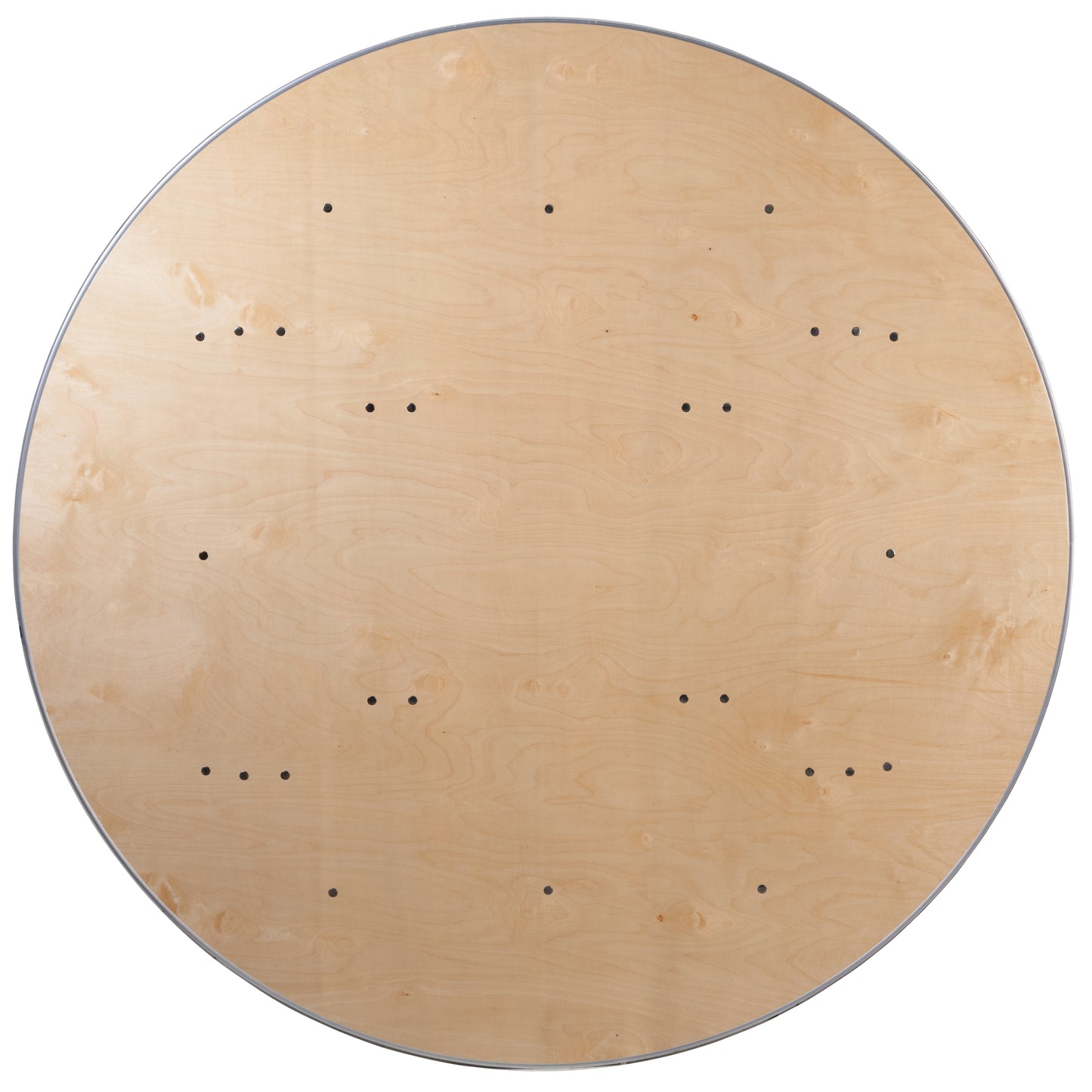 Fielder 5.5-Foot Round HEAVY DUTY Birchwood Folding Banquet Table with METAL Edges Natural