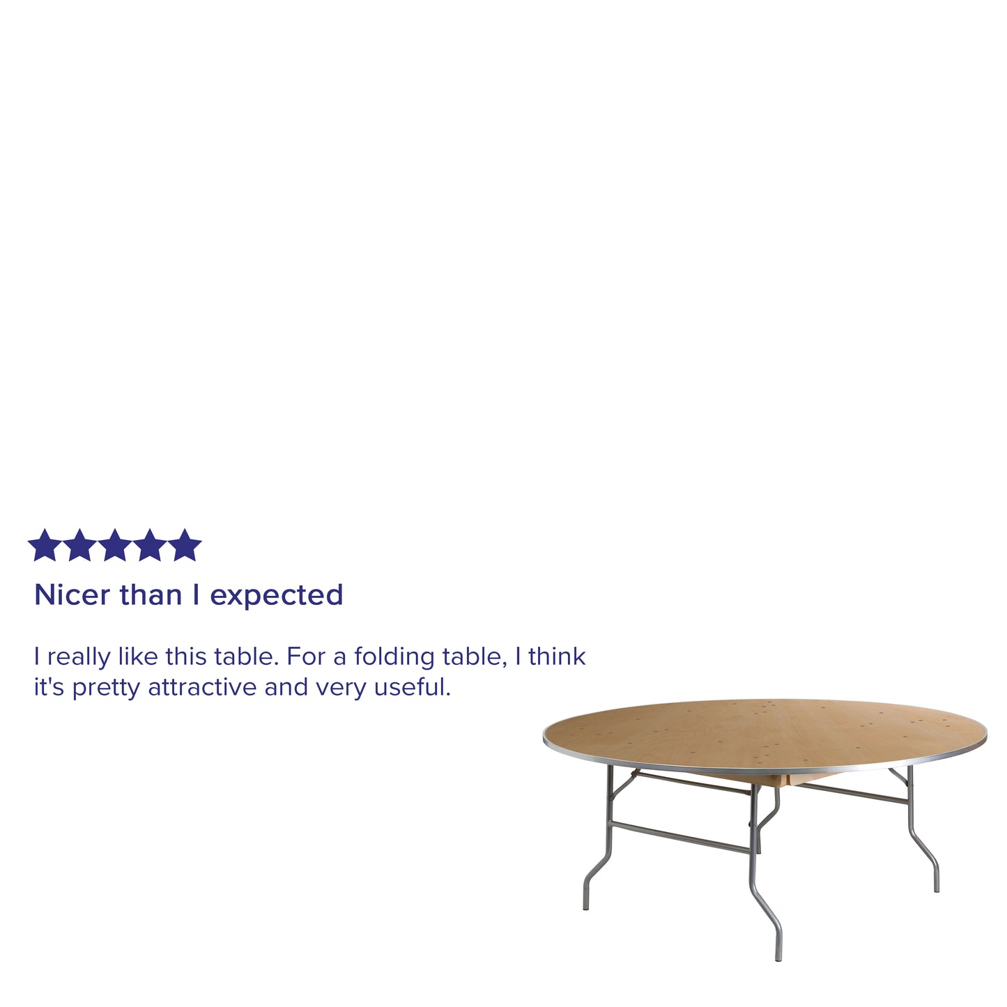 Fielder 6-Foot Round HEAVY DUTY Birchwood Folding Banquet Table with METAL Edges Natural