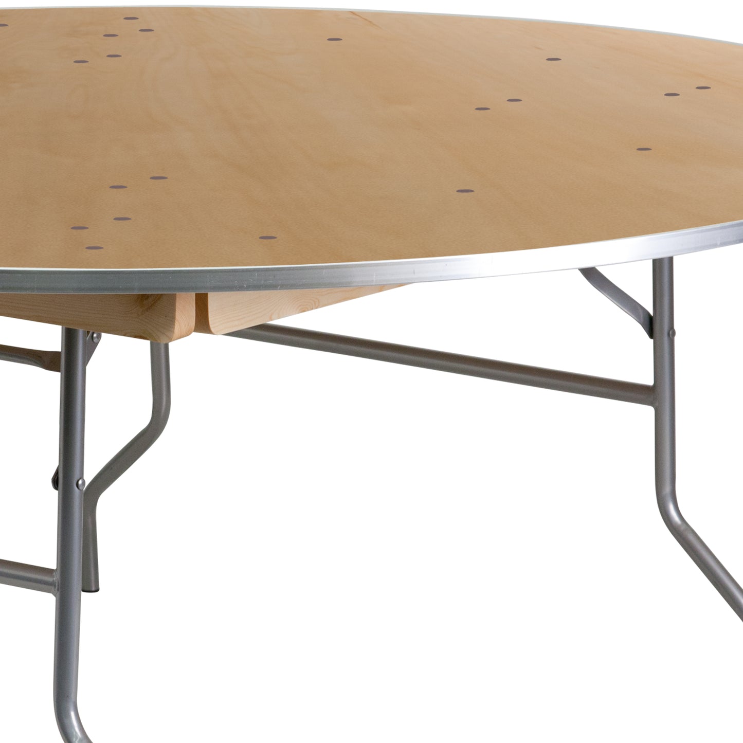 Fielder 6-Foot Round HEAVY DUTY Birchwood Folding Banquet Table with METAL Edges Natural