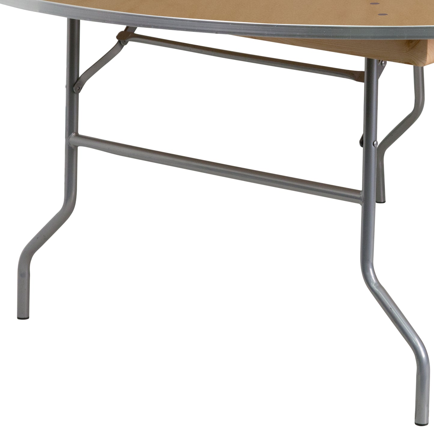 Fielder 6-Foot Round HEAVY DUTY Birchwood Folding Banquet Table with METAL Edges Natural