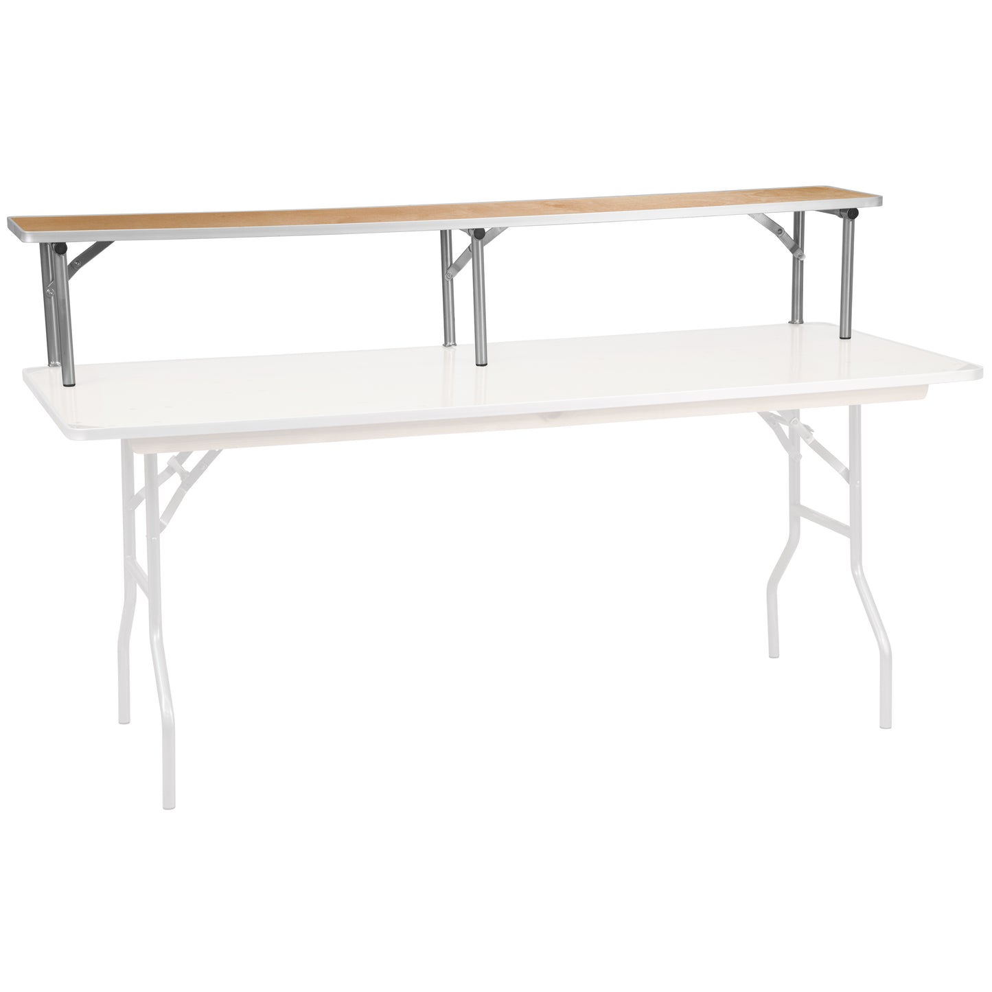 Amara 72'' x 12'' x 12'' Birchwood Bar Top Riser with Silver Legs Natural