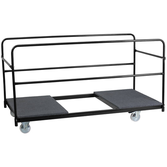 Neena Folding Table Dolly with Carpeted Platform for Round Tables Black