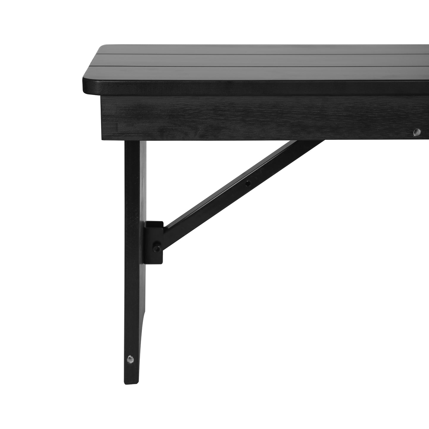 HERCULES 40" x 12" Black Wash Commercial Antique Solid Pine Farmhouse Folding Bench with Foldable Locking Legs Black Wash