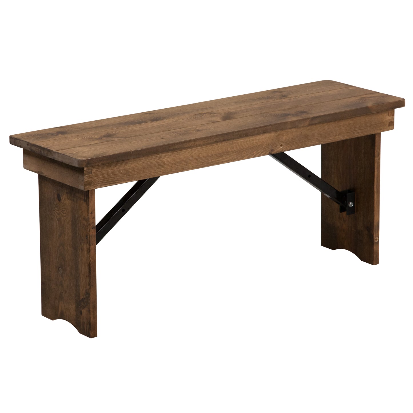 HERCULES Series 40'' x 12'' Antique Rustic Solid Pine Folding Farm Bench Antique Rustic XA-B-40X12-GG
