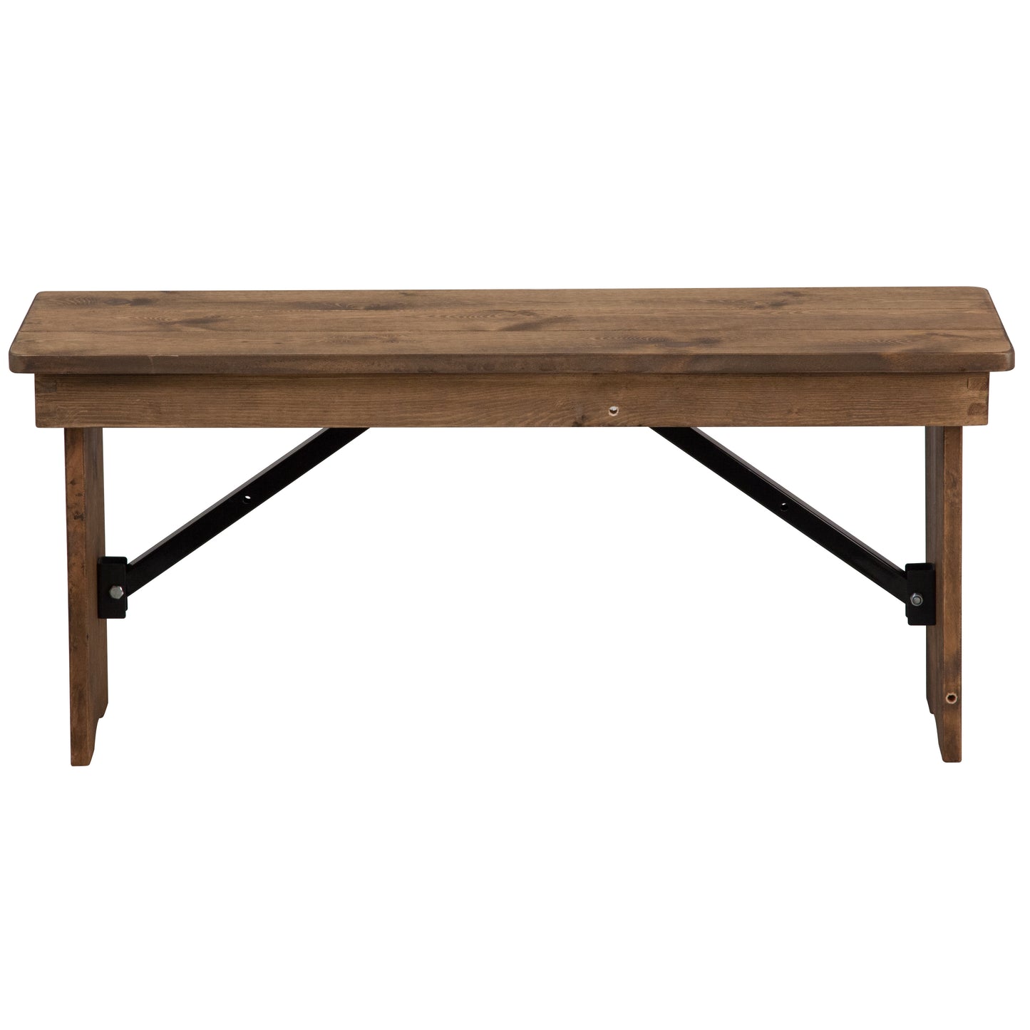HERCULES Series 40'' x 12'' Antique Rustic Solid Pine Folding Farm Bench Antique Rustic XA-B-40X12-GG