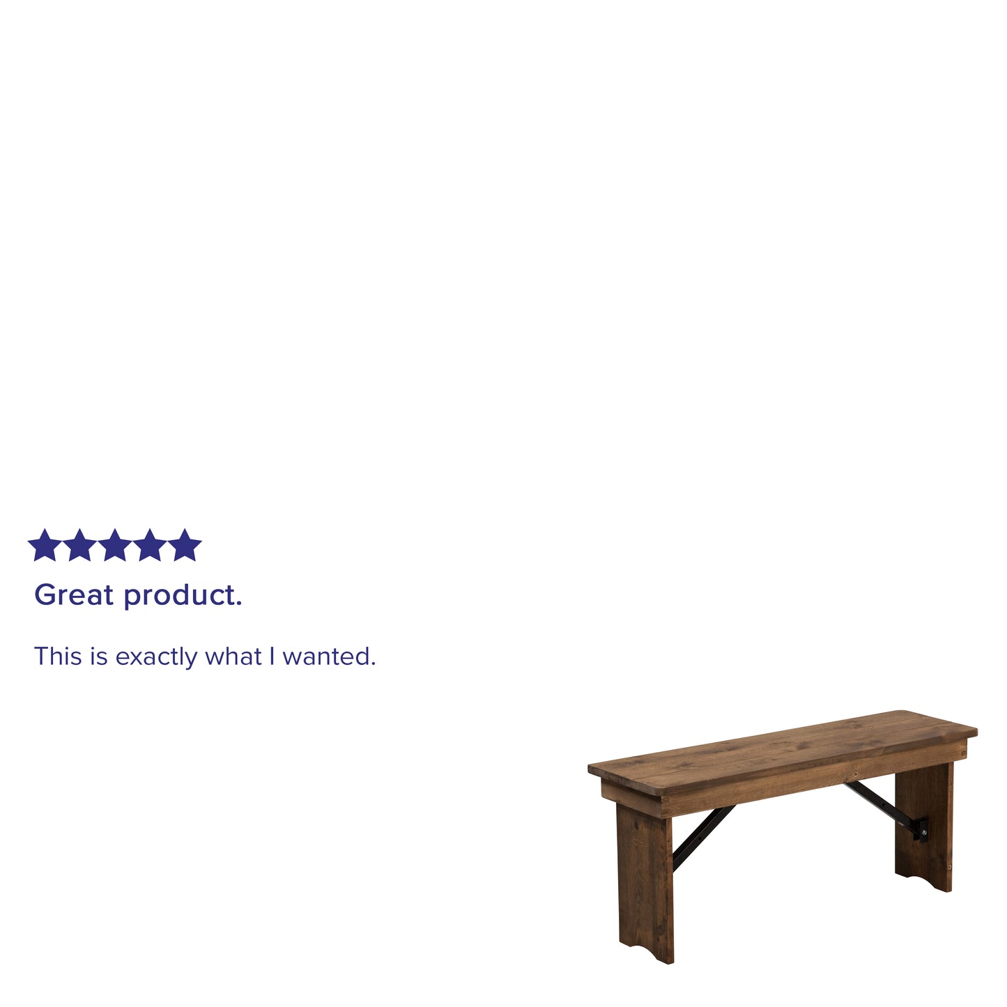 HERCULES Series 40'' x 12'' Antique Rustic Solid Pine Folding Farm Bench Antique Rustic XA-B-40X12-GG