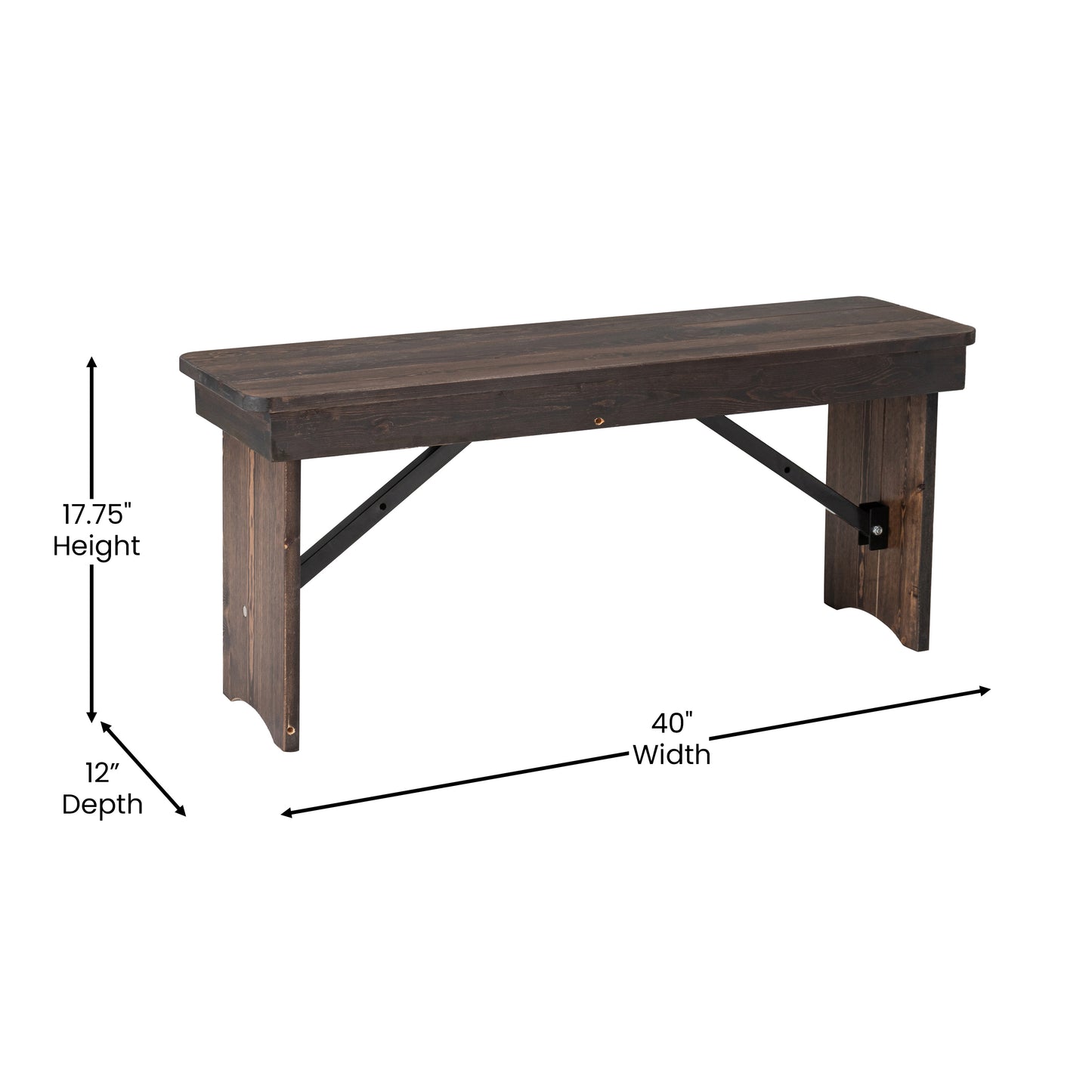HERCULES 40'' x 12'' Mahogany Solid Pine Folding Farm Bench Mahogany