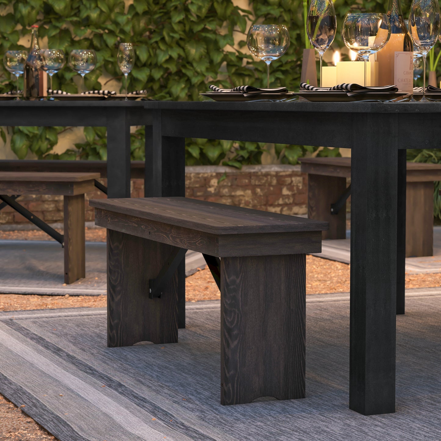HERCULES 40'' x 12'' Mahogany Solid Pine Folding Farm Bench Mahogany