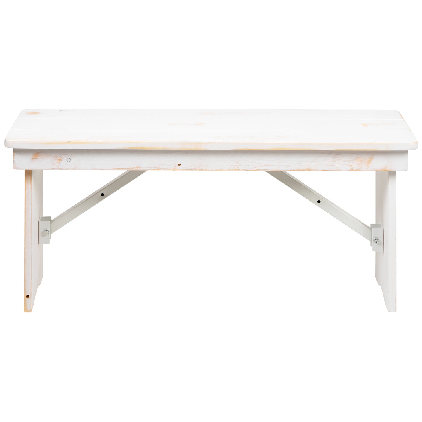 HERCULES Series 40" x 12" Antique Rustic White Solid Pine Folding Farm Bench Antique Rustic White