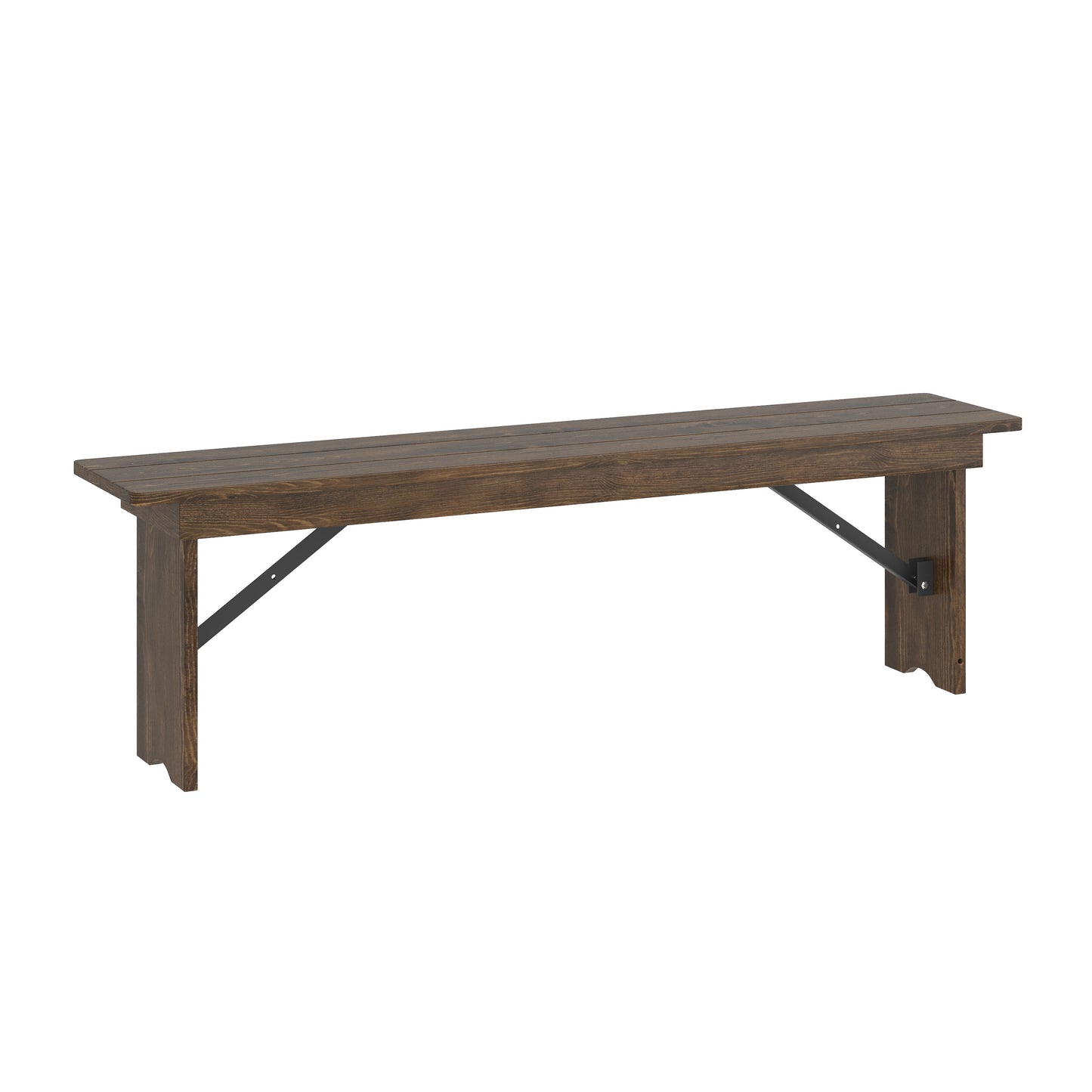 HERCULES 60" x 12" Antique Rustic Commercial Antique Solid Pine Farmhouse Folding Bench with Foldable Locking Legs Antique Rustic