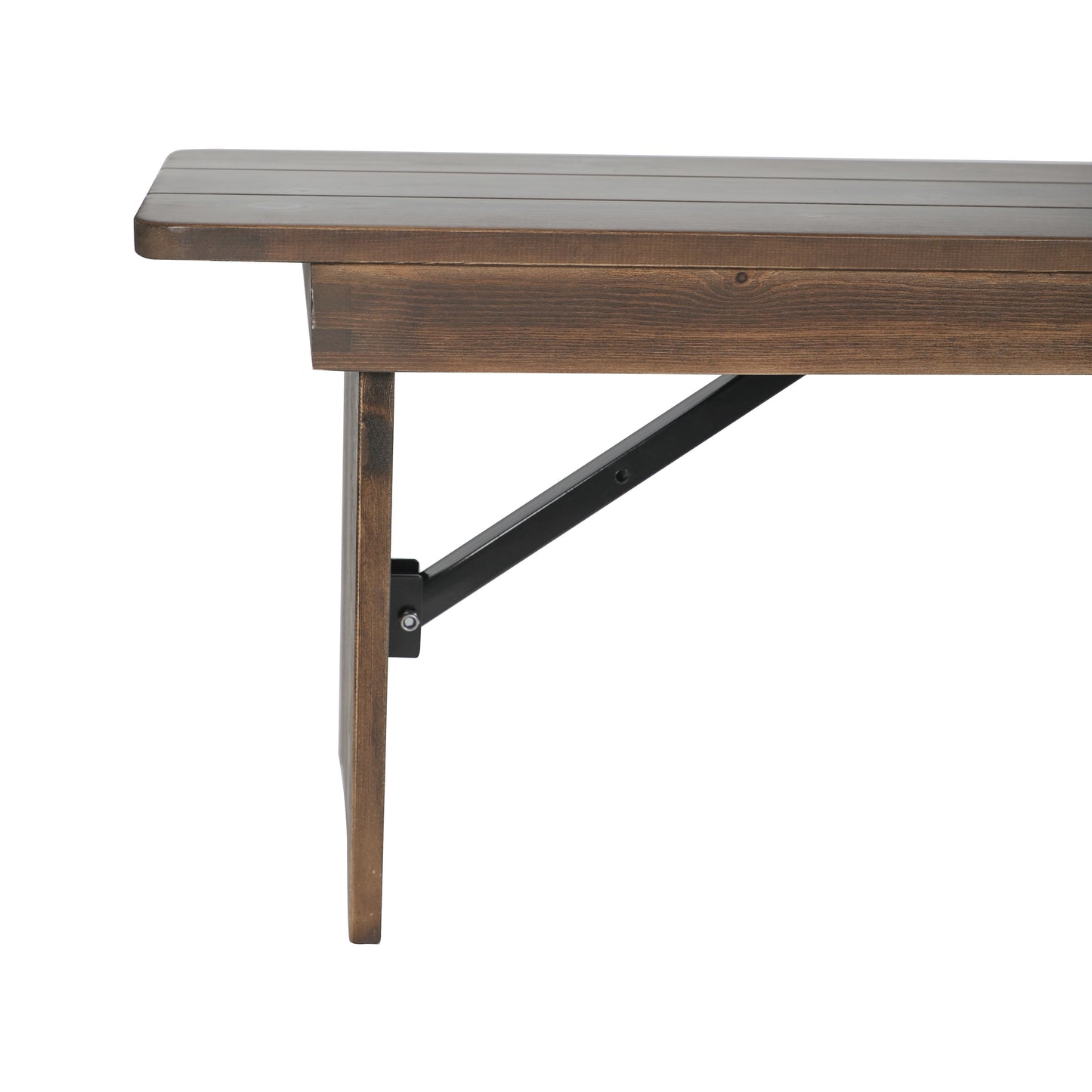 HERCULES 60" x 12" Antique Rustic Commercial Antique Solid Pine Farmhouse Folding Bench with Foldable Locking Legs Antique Rustic