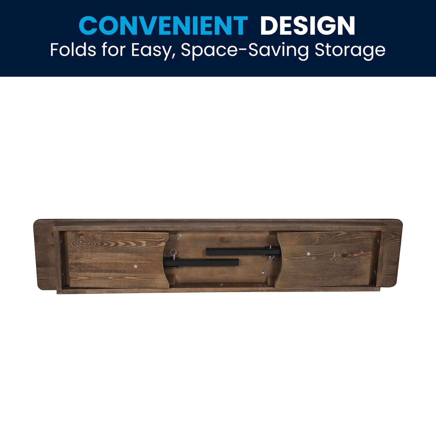 HERCULES 60" x 12" Antique Rustic Commercial Antique Solid Pine Farmhouse Folding Bench with Foldable Locking Legs Antique Rustic