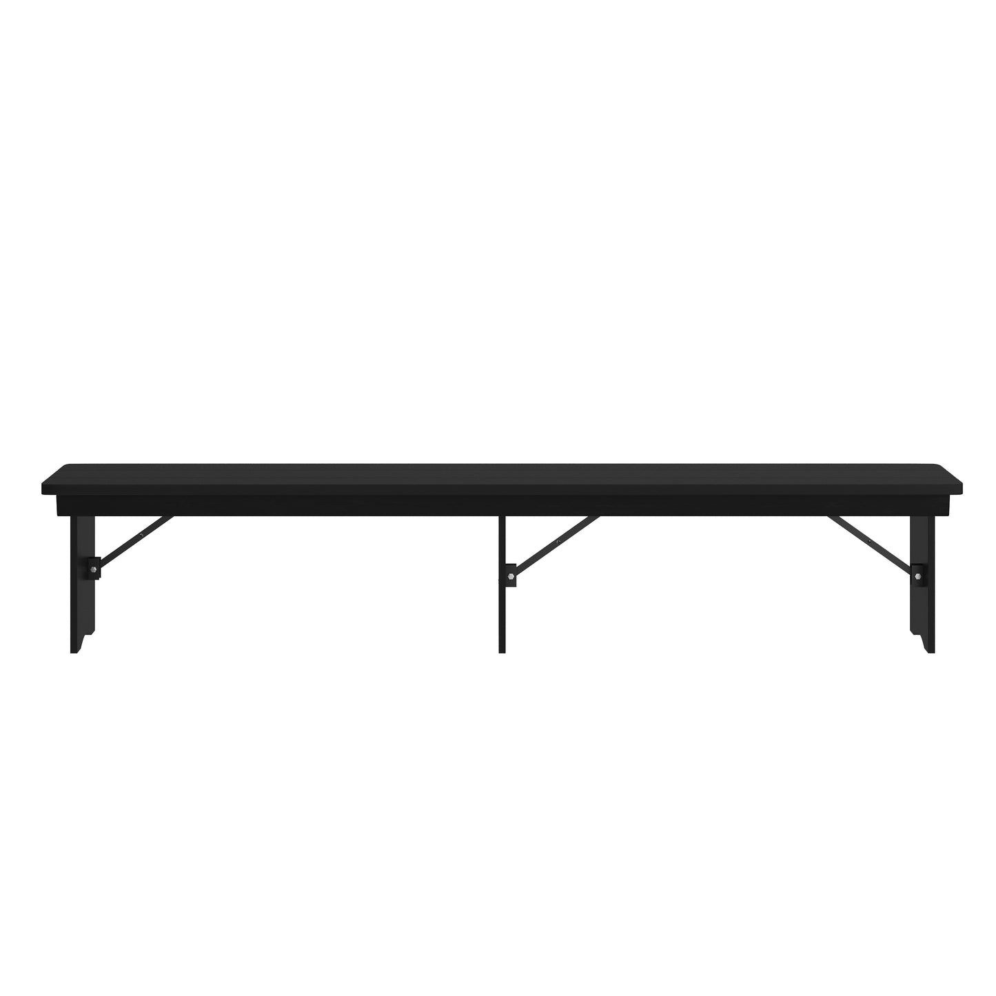 HERCULES 8' x 12'' Black Wash Commercial Antique Solid Pine Farmhouse Folding Bench with Foldable Locking Legs Black Wash