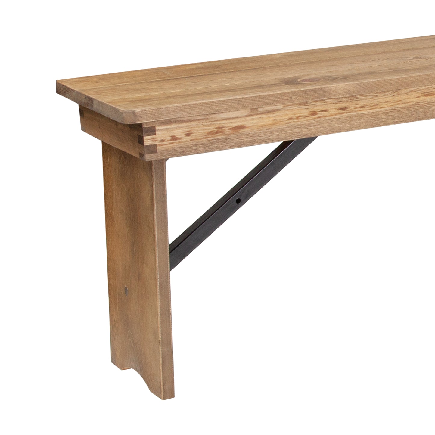 HERCULES Series 8' x 12'' Antique Rustic Solid Pine Folding Farm Bench with 3 Legs Antique Rustic