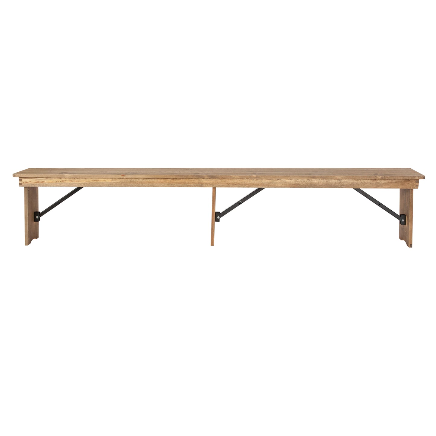 HERCULES Series 8' x 12'' Antique Rustic Solid Pine Folding Farm Bench with 3 Legs Antique Rustic
