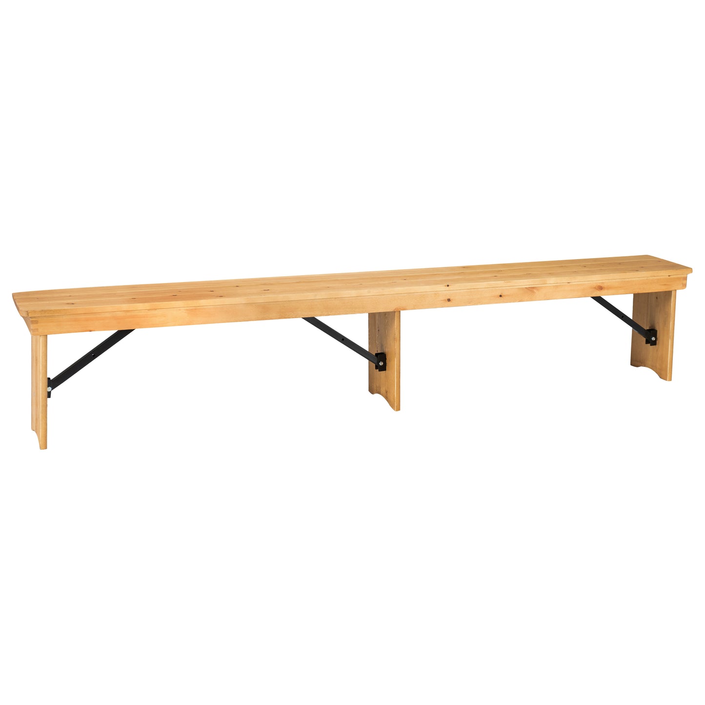 HERCULES 8' x 12'' Antique Rustic Light Natural Solid Pine Folding Farm Bench with 3 Legs Light Natural