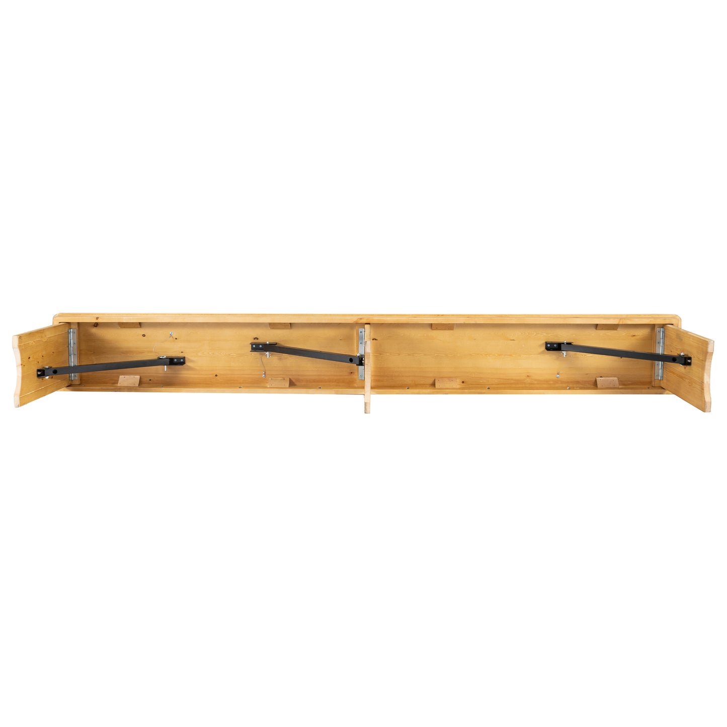 HERCULES 8' x 12'' Antique Rustic Light Natural Solid Pine Folding Farm Bench with 3 Legs Light Natural