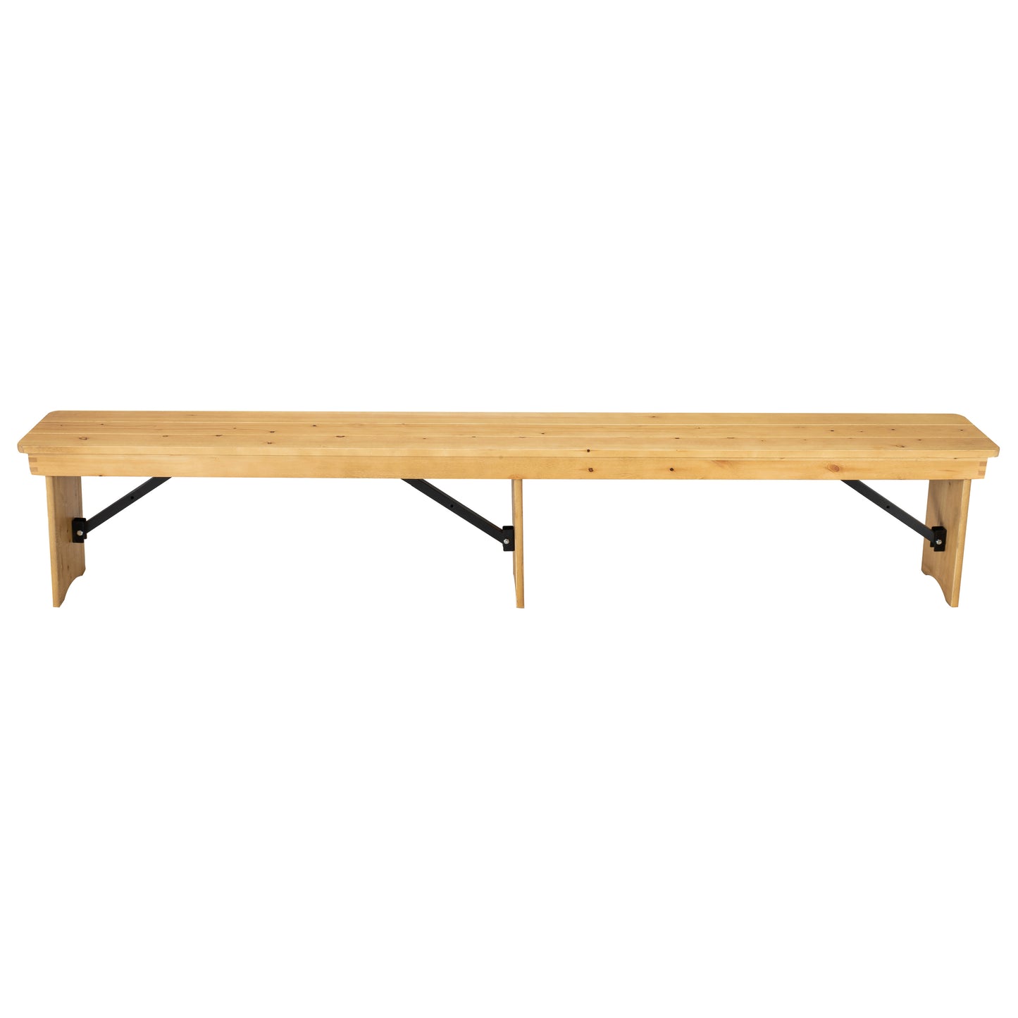 HERCULES 8' x 12'' Antique Rustic Light Natural Solid Pine Folding Farm Bench with 3 Legs Light Natural