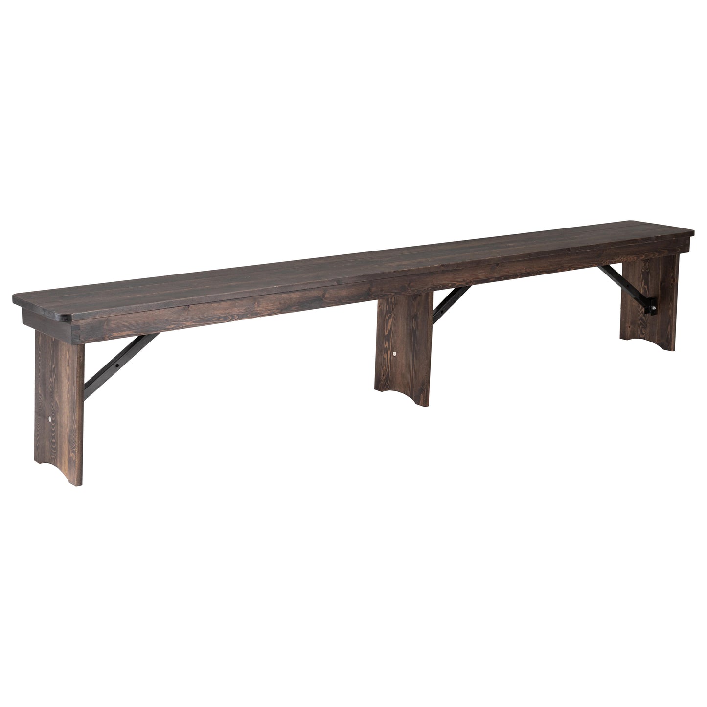 HERCULES 8' x 12" Antique Rustic Mahogany Solid Pine Folding Farm Bench with 3 Legs Mahogany