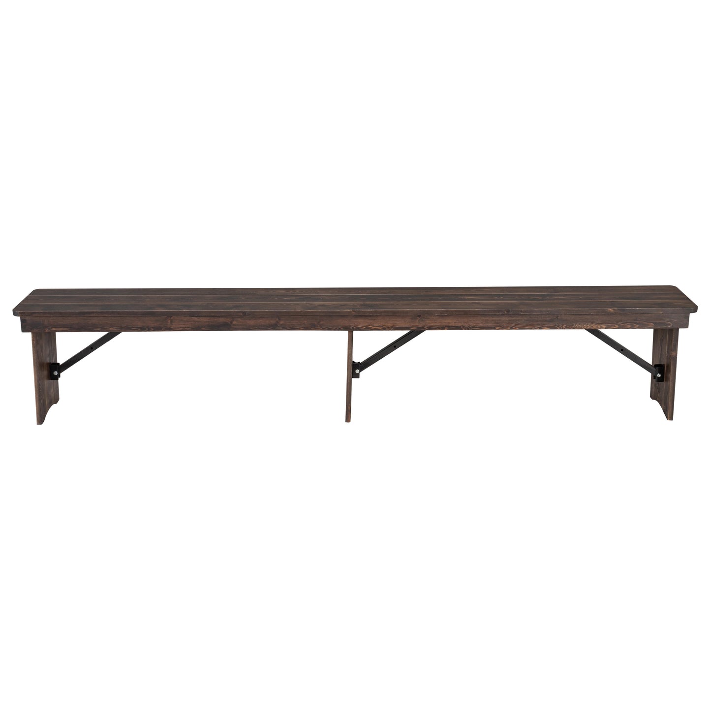 HERCULES 8' x 12" Antique Rustic Mahogany Solid Pine Folding Farm Bench with 3 Legs Mahogany