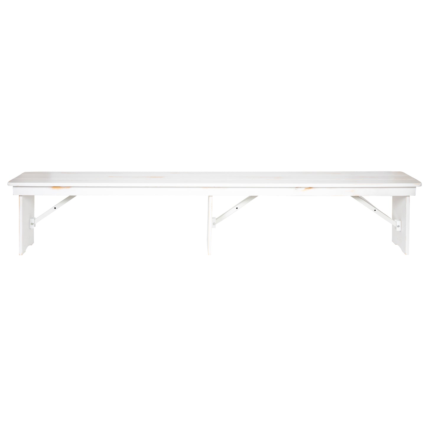 HERCULES Series 8' x 12" Antique Rustic Solid White Pine Folding Farm Bench with 3 Legs Antique Rustic White XA-B-96X12-L-WH-GG