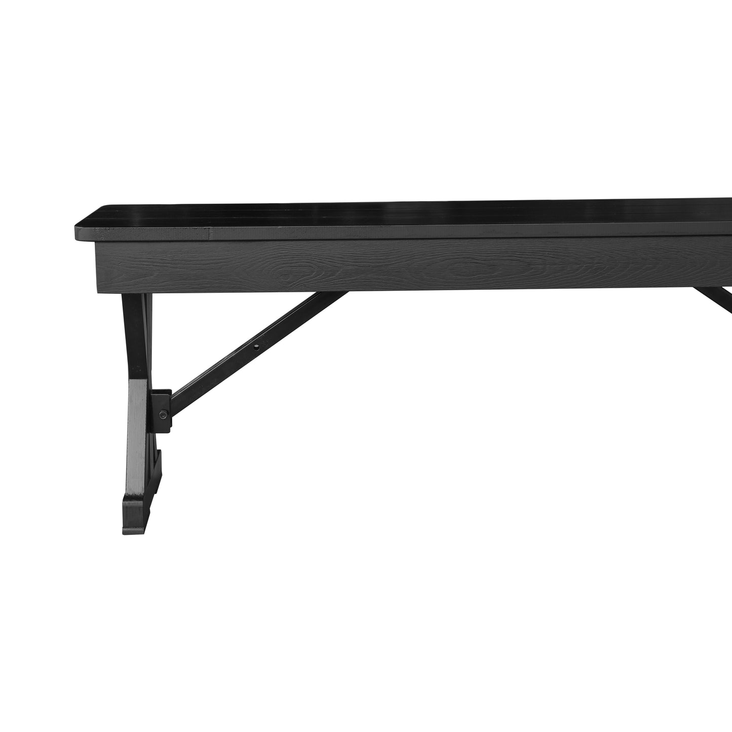 HERCULES 8' x 12'' Black Wash Commercial Antique Solid Pine Farmhouse Folding Bench with Foldable Locking X-Legs Black Wash
