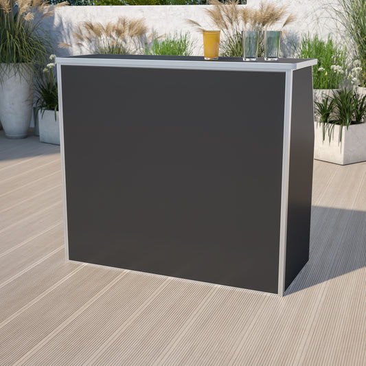 Amara 4' Black Laminate Foldable Bar - Portable Event Bar Black XA-BAR-48-BK-GG