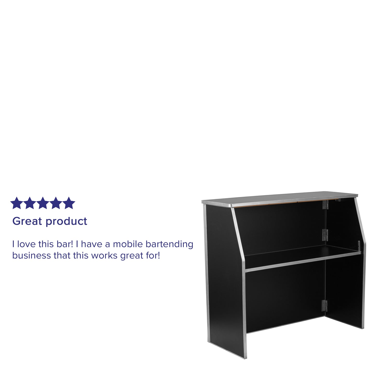 Amara 4' Black Laminate Foldable Bar - Portable Event Bar Black