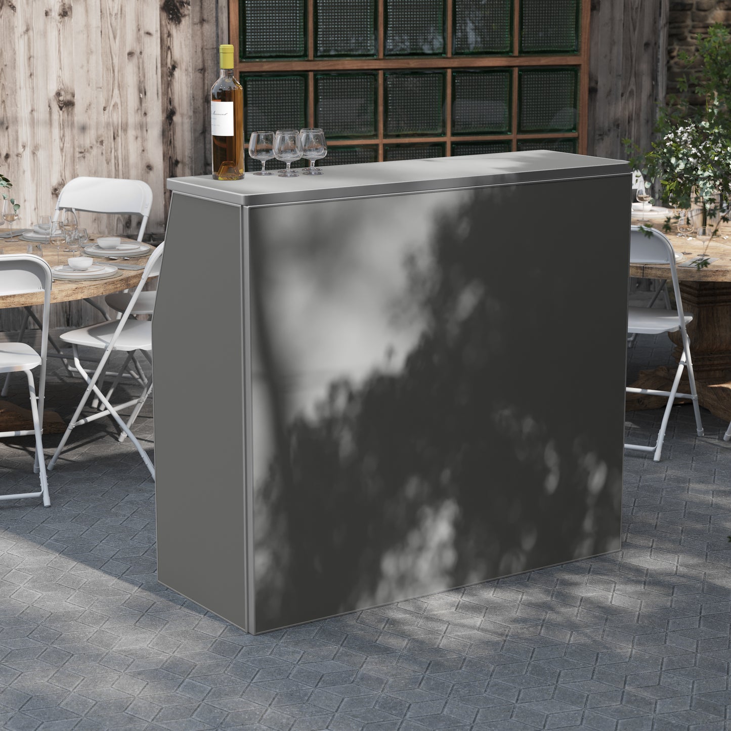 Amara 4' Slate Gray Laminate Foldable Bar - Portable Event Bar Gray XA-BAR-48-GY-GG