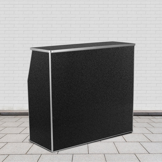 Amara 4' Black Marble Laminate Foldable Bar - Portable Event Bar Black Marble XA-BAR-48-MAR-GG