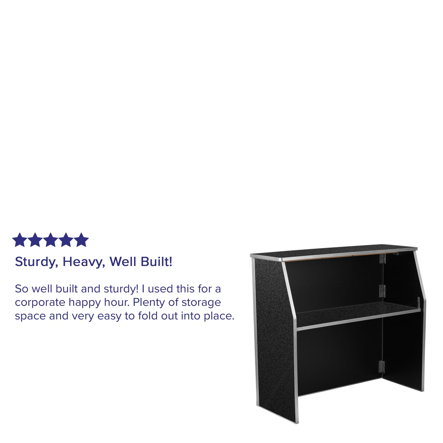 Amara 4' Black Marble Laminate Foldable Bar - Portable Event Bar Black Marble