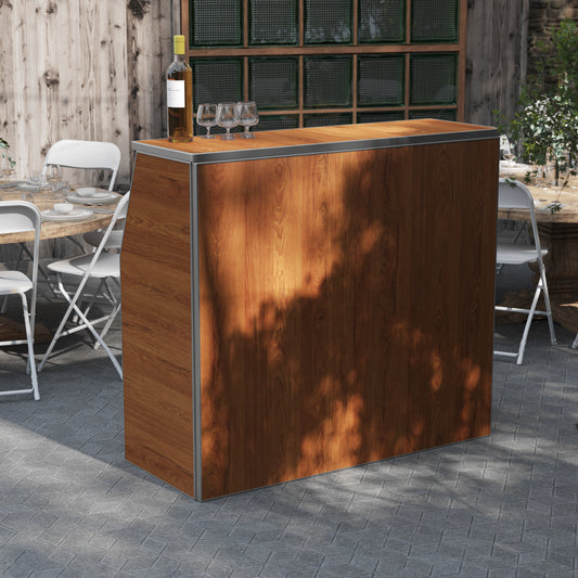 Amara 4' Maple Woodgrain Laminate Foldable Bar - Portable Event Bar Maple Woodgrain XA-BAR-48-MPL-GG