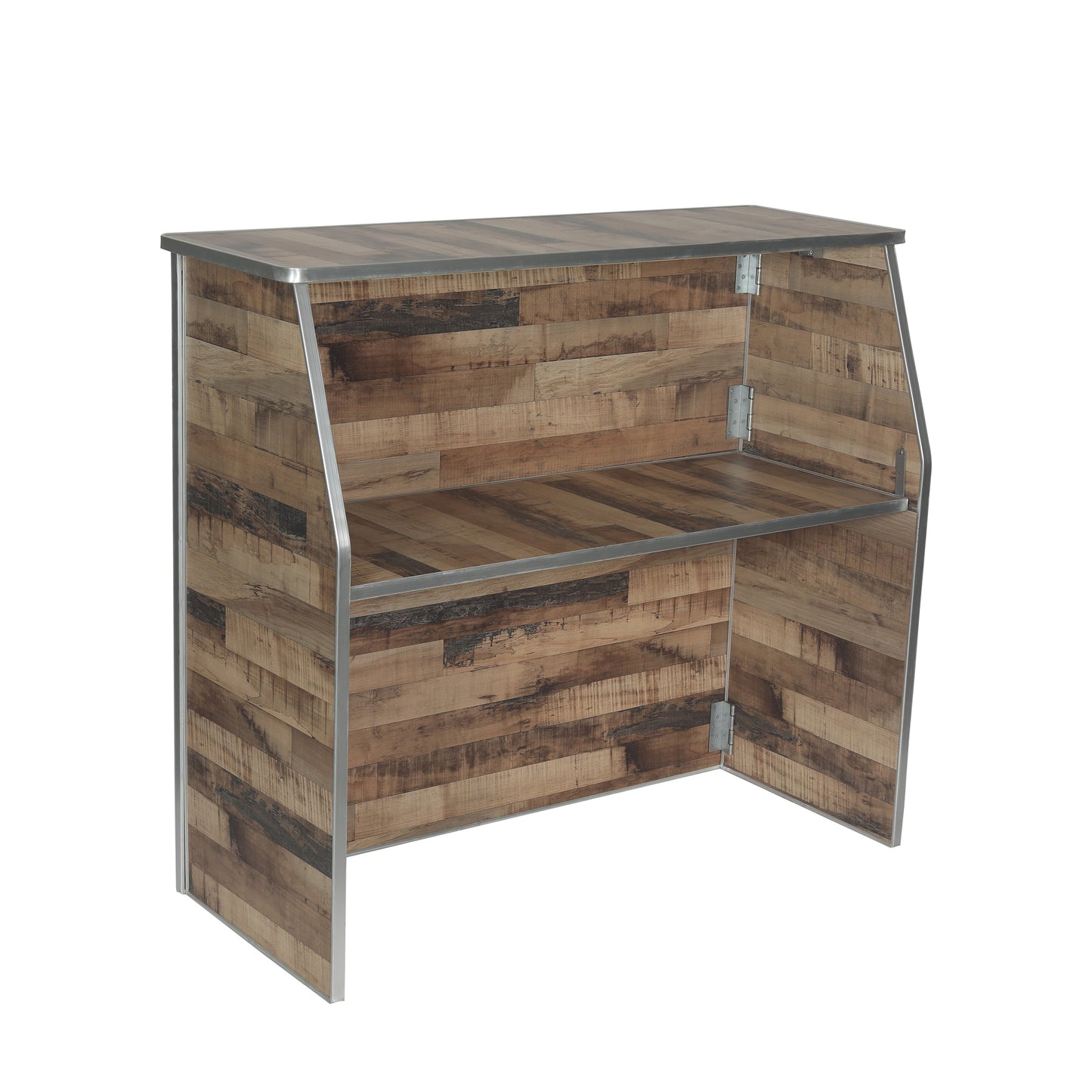 Amara 4' Rustic Natural Wood Plank Laminate Foldable Bar - Portable Event Bar Rustic Natural