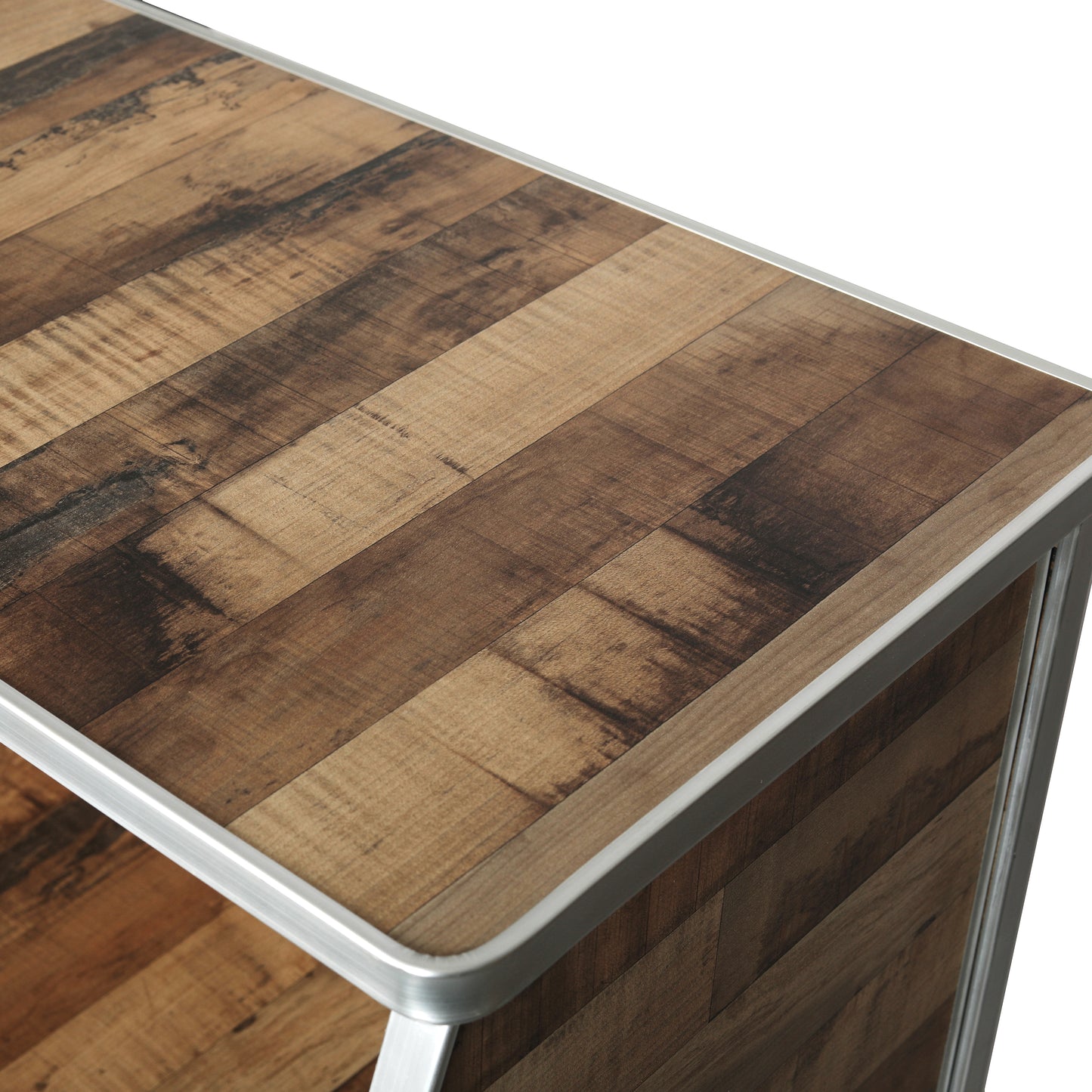 Amara 4' Rustic Natural Wood Plank Laminate Foldable Bar - Portable Event Bar Rustic Natural