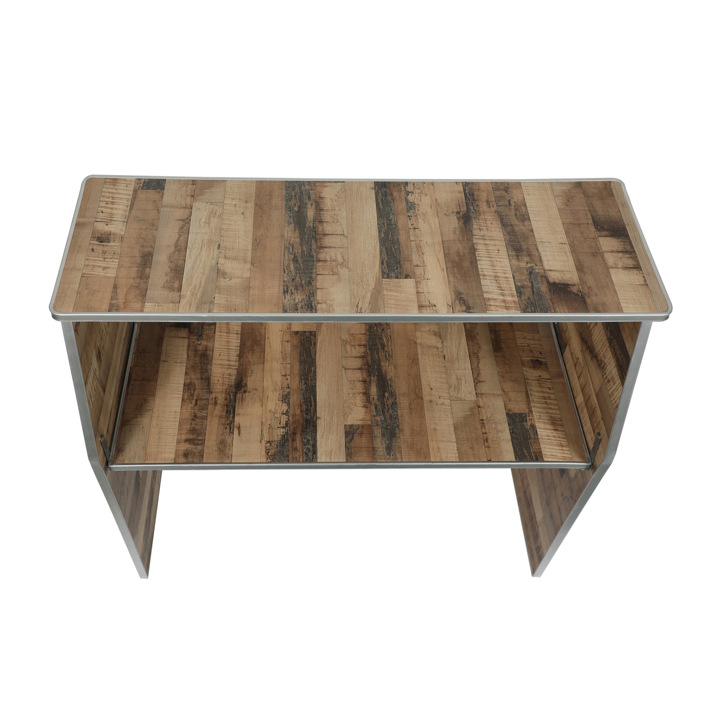 Amara 4' Rustic Natural Wood Plank Laminate Foldable Bar - Portable Event Bar Rustic Natural