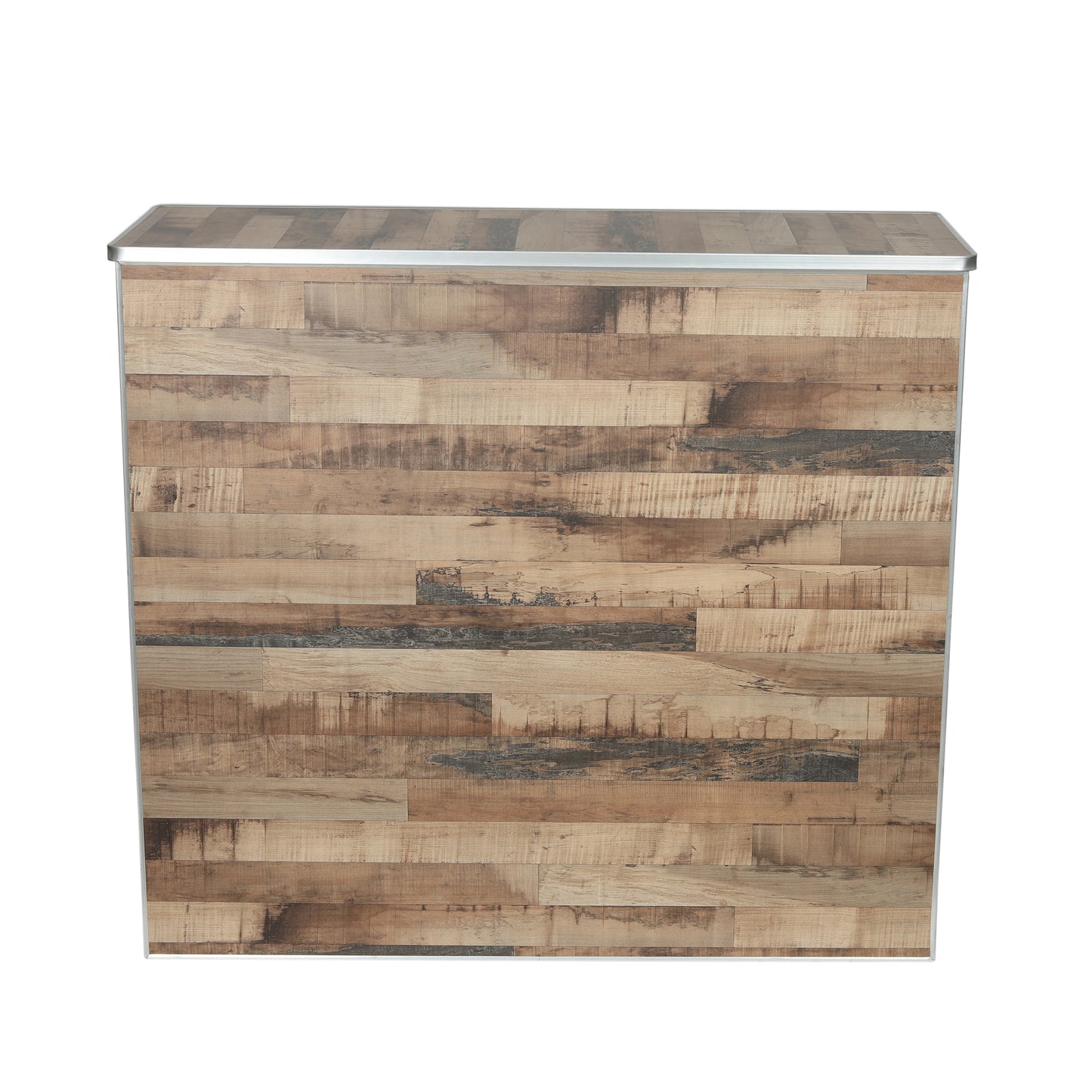 Amara 4' Rustic Natural Wood Plank Laminate Foldable Bar - Portable Event Bar Rustic Natural