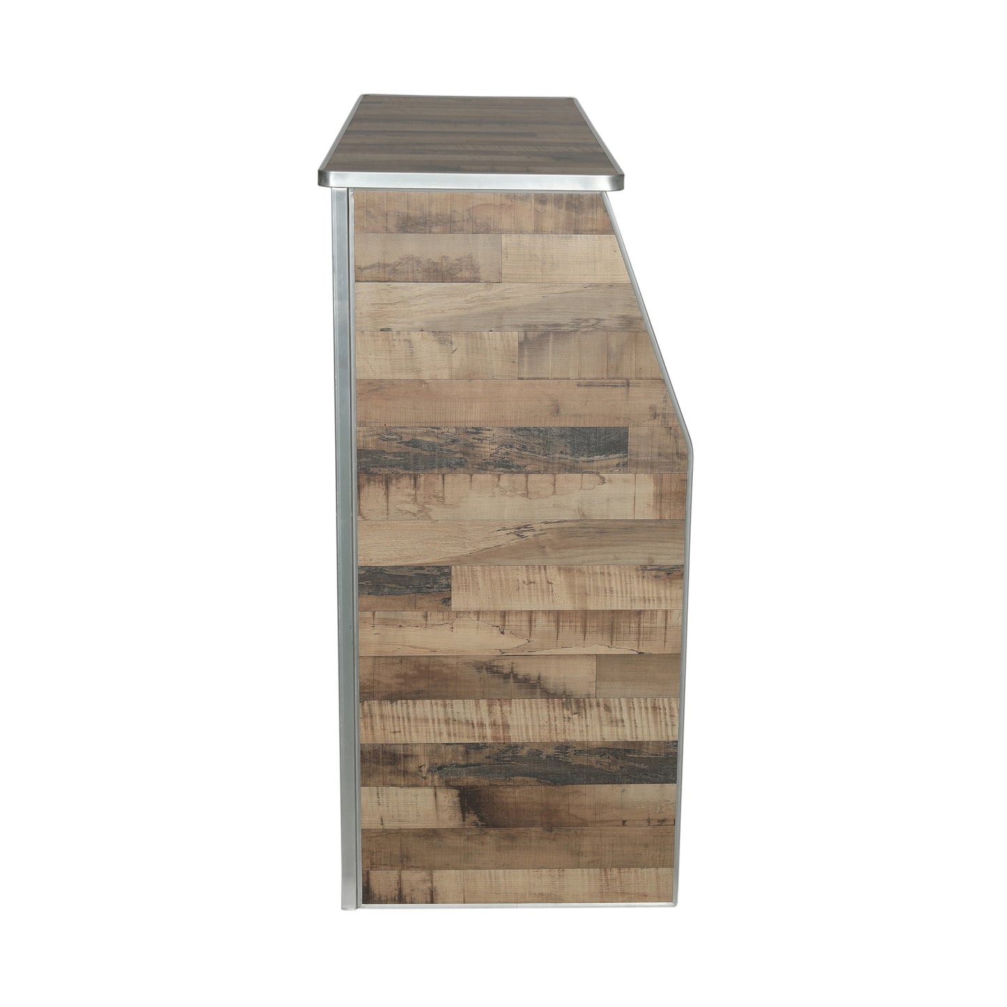 Amara 4' Rustic Natural Wood Plank Laminate Foldable Bar - Portable Event Bar Rustic Natural