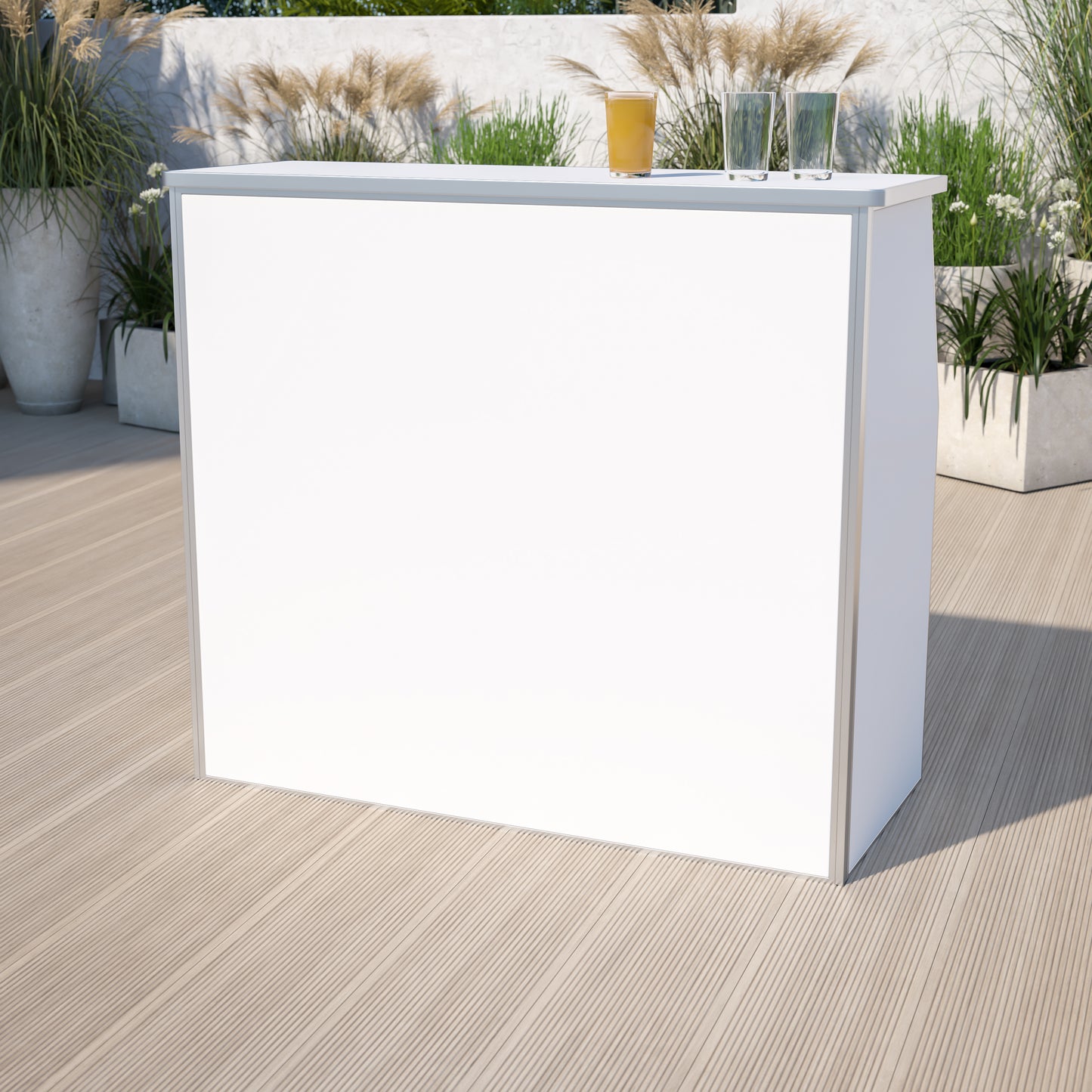 Amara 4' White Laminate Foldable Bar - Portable Event Bar White XA-BAR-48-WH-GG