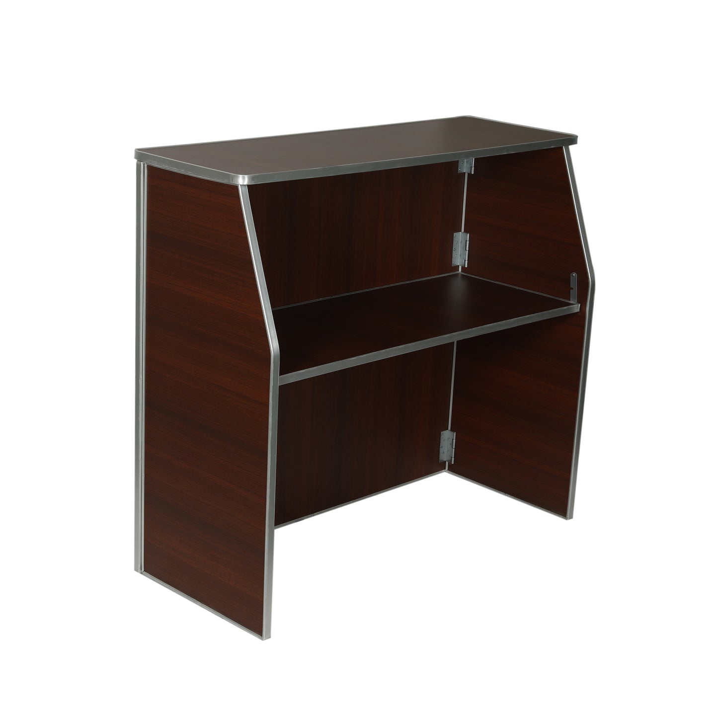 Amara 4' Walnut Woodgrain Laminate Foldable Bar - Portable Event Bar Walnut Woodgrain