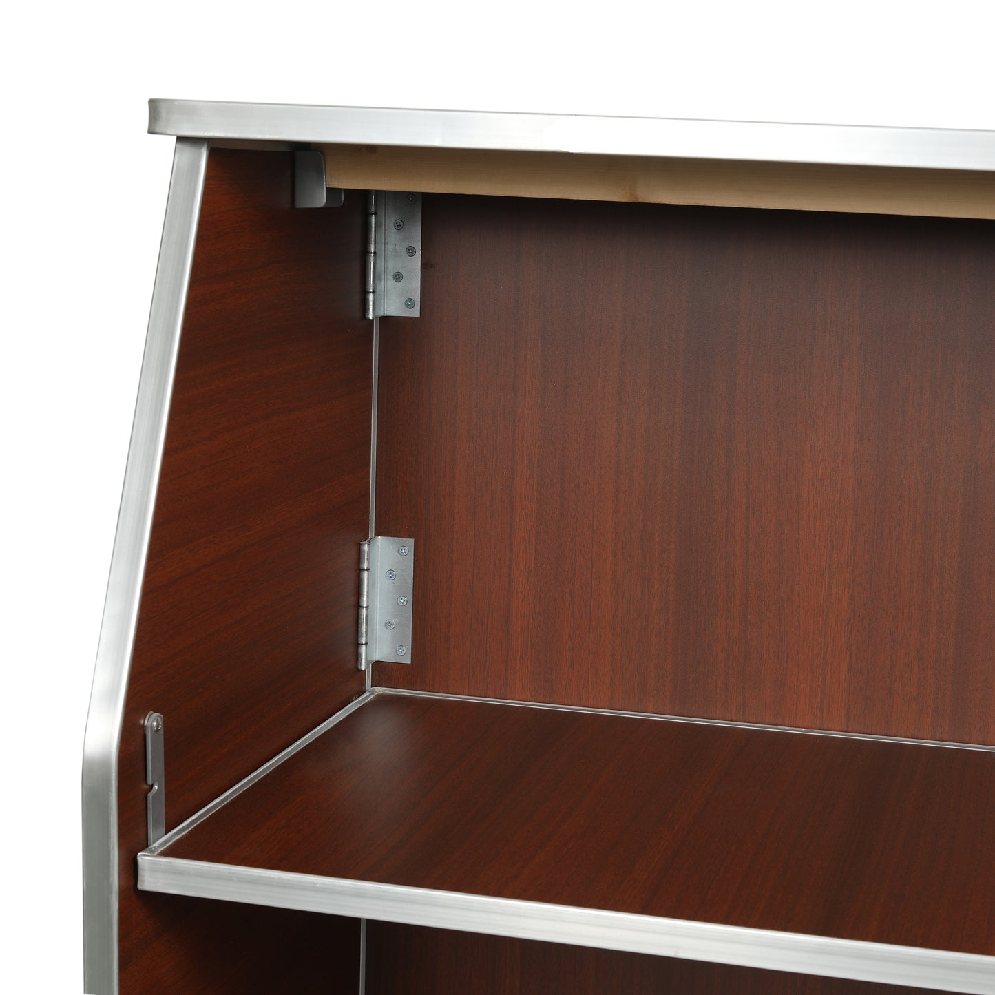 Amara 4' Walnut Woodgrain Laminate Foldable Bar - Portable Event Bar Walnut Woodgrain